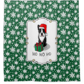 クリスマスサンタボストンテリア（黒）かわいい シャワーカーテン (正面)