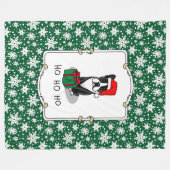 クリスマスサンタボストンテリア(黒)かわいい フリースブランケット (正面(横))