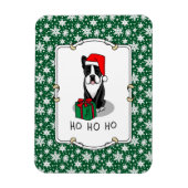 クリスマスサンタボストンテリア（黒）かわいい マグネット (縦)