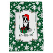 クリスマスサンタボストンテリア（黒）かわいい ミディアムペーパーバッグ (裏面)