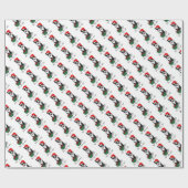 クリスマスサンタボストンテリア(黒)かわいい ラッピングペーパー (フラット)