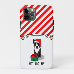 クリスマスサンタボストンテリア(黒)かわいい iPhone 11 PROケース