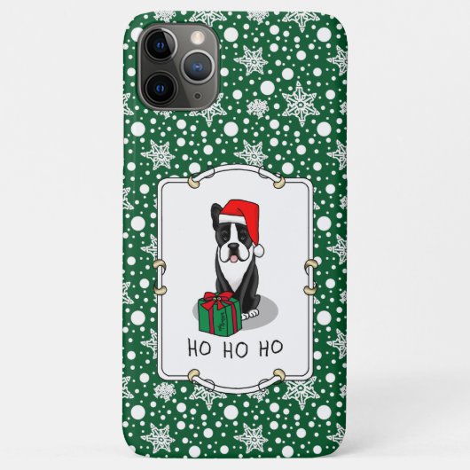 クリスマスサンタボストンテリア（黒）かわいい Case-Mate iPhoneケース (裏面)