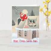 クリスマスサンタポーズウィズとキツネテリア カード (黄色い花)