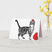 クリスマスサンタポーズストリピータブビーキャットカード カード (黄色い花)