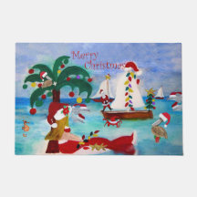 クリスマスサンタマーメイド沿岸のボートのパレードの扉