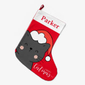 クリスマスサンタメリーネコ ラージクリスマスストッキング (正面 (吊り時))