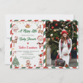 クリスマスサンタメリーA小さな赤ちゃんシャワー写真 招待状 (正面)