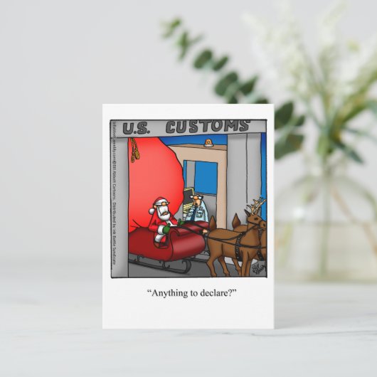 クリスマスサンタユーモアのはがき シーズンポストカード (スタンド正面)