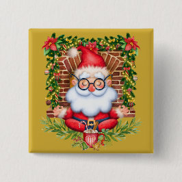 クリスマスサンタヨガナマステ 缶バッジ