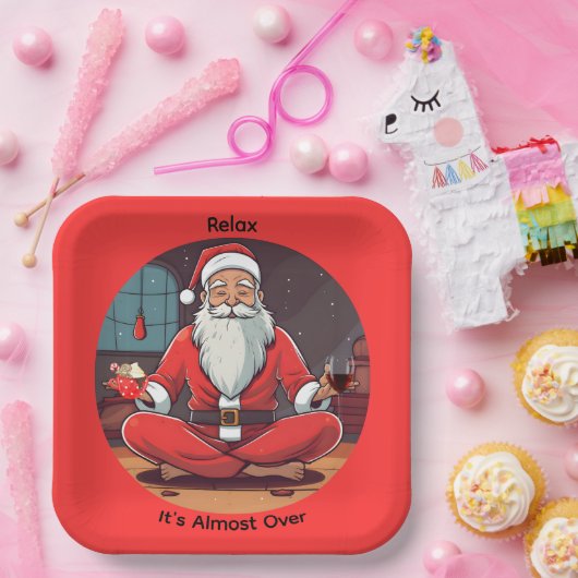 クリスマスサンタヨガリラックス ペーパープレート (パーティー)