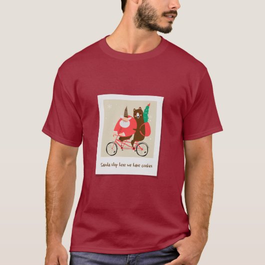 クリスマスサンタライディングバイクベア Tシャツ (正面)