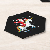 クリスマスサンタライディングユニコーンクリスマスガールズウィメンズラ ペーパーコースター (アングル)