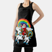 クリスマスサンタライディングユニコーンクリスマスギフトレインボー エプロン (インサイチュ)