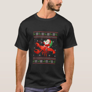 クリスマスサンタライディングロブスターおもしろい醜いクリスマスシュエ Tシャツ