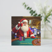 クリスマスサンタラスベガスカジノおもしろいスクエアパーティー 招待状 (スタンド正面)