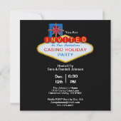 クリスマスサンタラスベガスカジノおもしろいスクエアパーティー 招待状 (裏面)