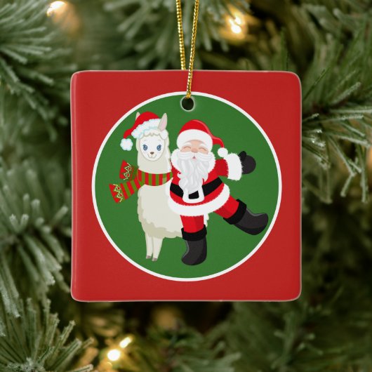 クリスマスサンタラマ追加メッセージオーナメント セラミックオーナメント (ツリー)