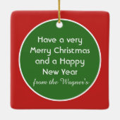 クリスマスサンタラマ追加メッセージオーナメント セラミックオーナメント (裏面)