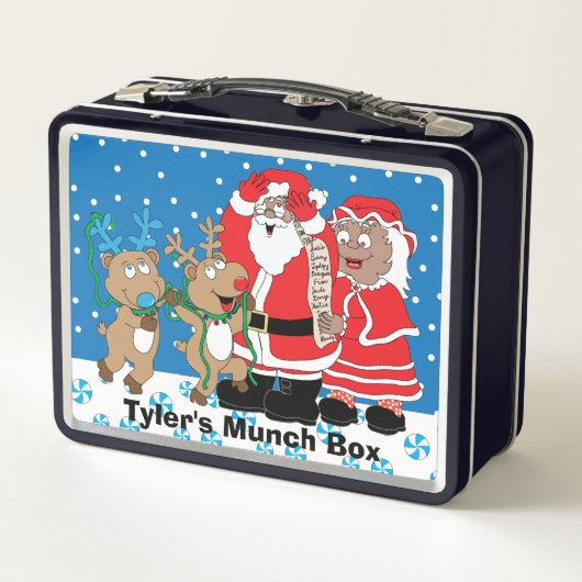クリスマスサンタリストのダークトーン メタルランチボックス (裏面)