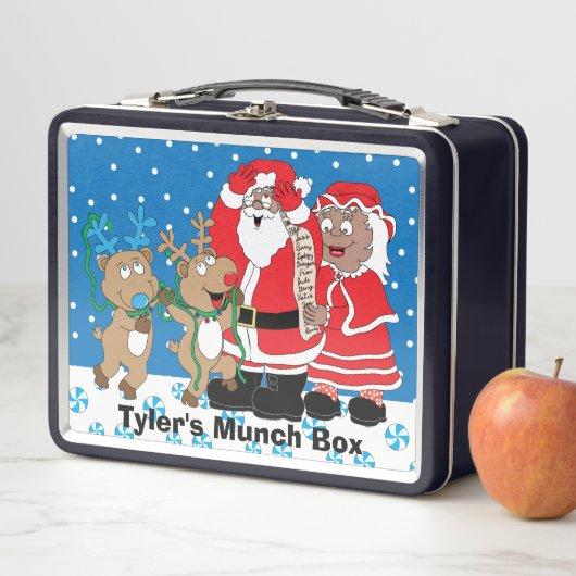 クリスマスサンタリストのダークトーン メタルランチボックス (インサイチュ)