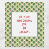 クリスマスサンタレッドグリーンフェスティバル パーソナライズされた ワインラベル (シングルラベル)