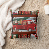 クリスマスサンタレッドトラックゴールデンレトリバー クッション (ブランケット)