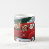 クリスマスサンタレッドトラックゴールデンレトリバー コーヒーマグカップ (中央)