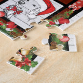 クリスマスサンタレッドトラックゴールデンレトリバー ジグソーパズル (側面)