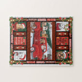 クリスマスサンタレッドトラックゴールデンレトリバー ジグソーパズル (横)