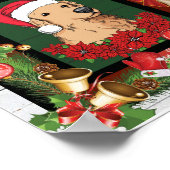 クリスマスサンタレッドトラックゴールデンレトリバー ポスター (角)