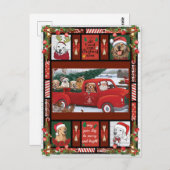 クリスマスサンタレッドトラックゴールデンレトリバー ポストカード (正面/裏面)