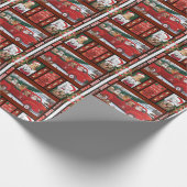 クリスマスサンタレッドトラックゴールデンレトリバー ラッピングペーパー (角)