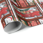 クリスマスサンタレッドトラックゴールデンレトリバー ラッピングペーパー (ロールコーナー)