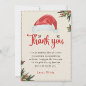 クリスマスサンタレッドハット誕生日サンキューカード サンキューカード (正面)