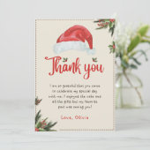 クリスマスサンタレッドハット誕生日サンキューカード サンキューカード (スタンド正面)
