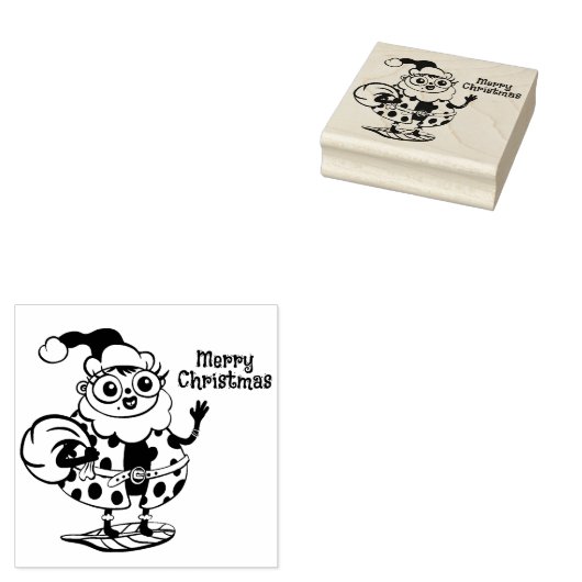 クリスマスサンタレディーバグウッドアートスタンプ ラバースタンプ (押印)