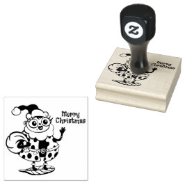 クリスマスサンタレディーバグウッドアートスタンプ ラバースタンプ