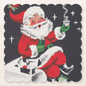 クリスマスサンタレトロヴィンテージパーティーコースター ペーパーコースター (正面)