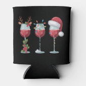 クリスマスサンタワイングラスのホリデーシーズン飲み物 缶クーラー (正面)