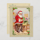 クリスマスサンタヴィンテージ再生用はがき シーズンポストカード (正面/裏面)