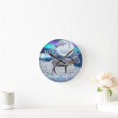 クリスマスサンタ及びトナカイのファンタジーの芸術のギフト ラウンド壁時計 (ホーム)