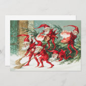 クリスマスサンタ小人掃雪ホリデー シーズンカード (正面/裏面)