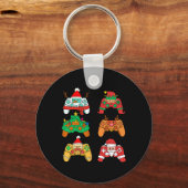 クリスマスサンタ小妖精や小人ゲーミングコントローラーゲーマークリスマス キーホルダー (正面)