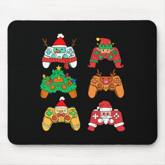 クリスマスサンタ小妖精や小人ゲーミングコントローラーゲーマークリスマス マウスパッド (正面)
