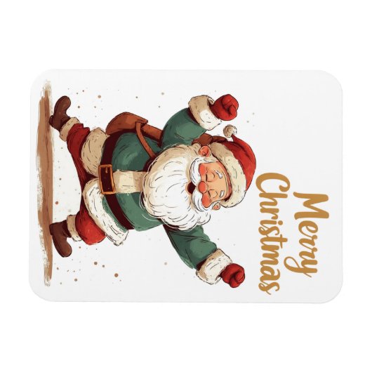 クリスマスサンタ折りグリーティングカード マグネット (横)