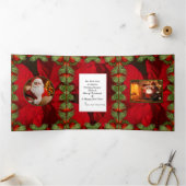 クリスマスサンタ新年4枚の写真をパーソナライズ 三つ折りクリスマスカード (内部)