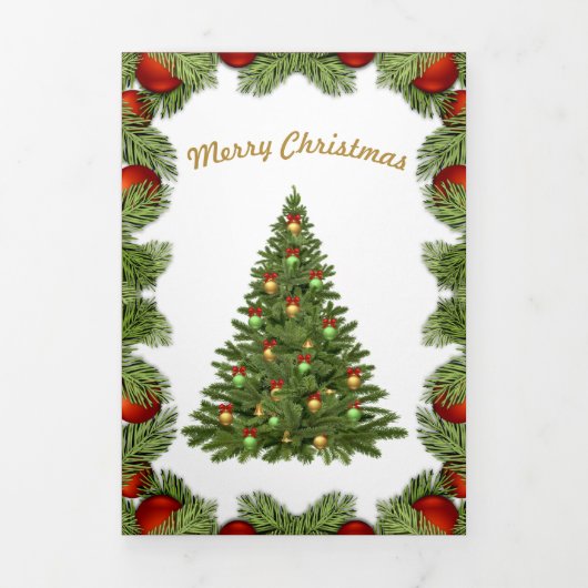 クリスマスサンタ新年4枚の写真をパーソナライズ 三つ折りクリスマスカード (カバー)