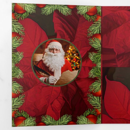クリスマスサンタ新年4枚の写真をパーソナライズ 三つ折りクリスマスカード (内部最初)