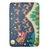 クリスマスサンタ来トナカイの町 バスマット (正面縦)